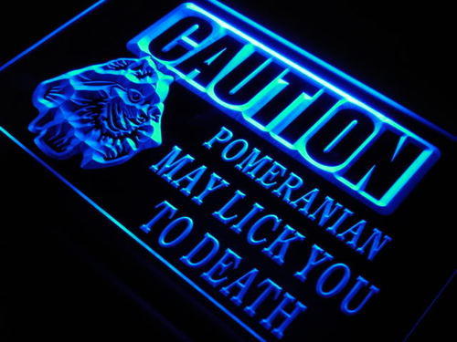 Caution Pomeranian dog Lick Dog Neon Light Sign